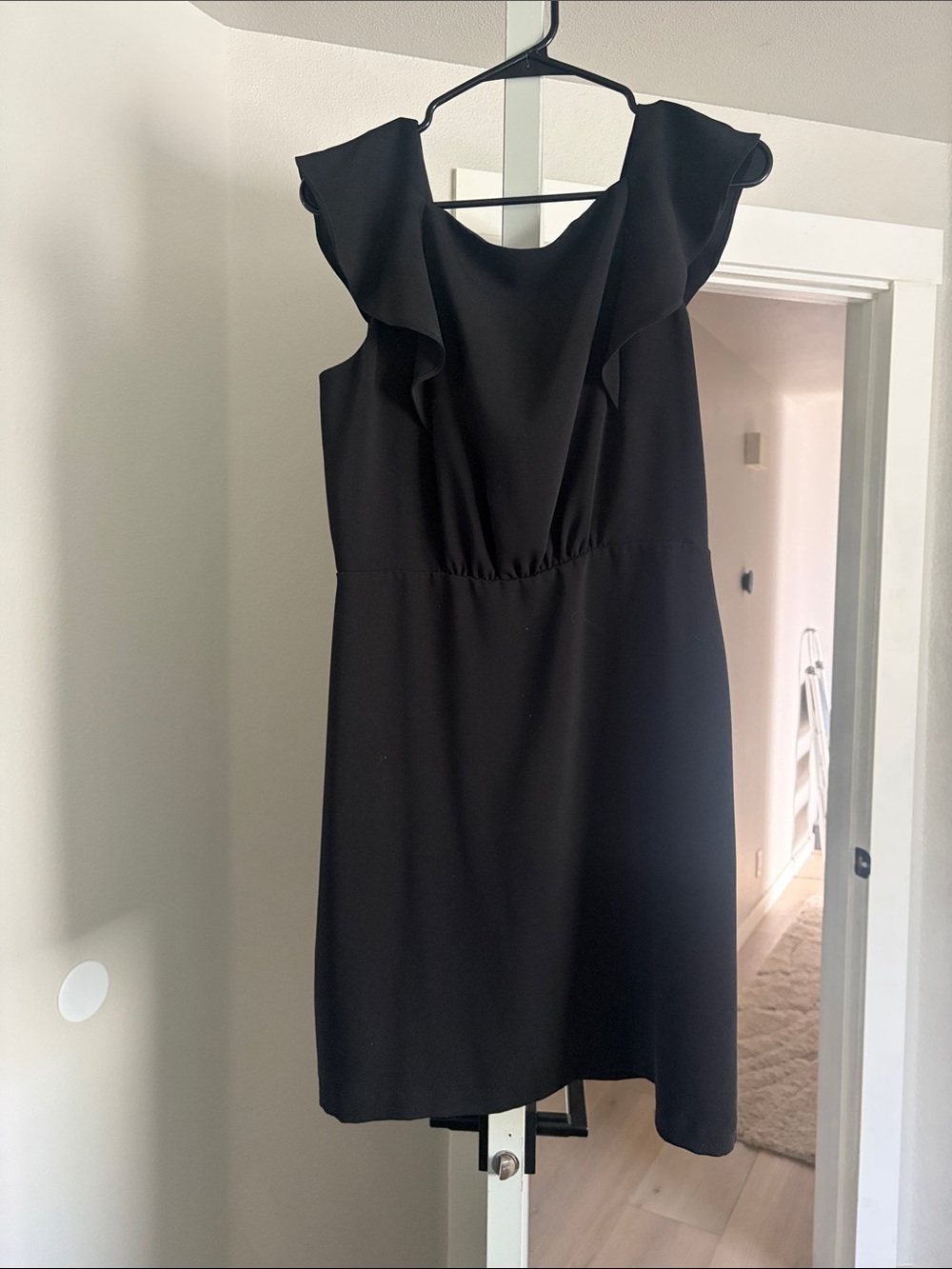 LOFT Black Ruffle-Sleeve Mini Dress